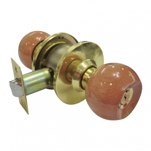 CERRADURA DE POMO – MADERA CLARA / DORADO