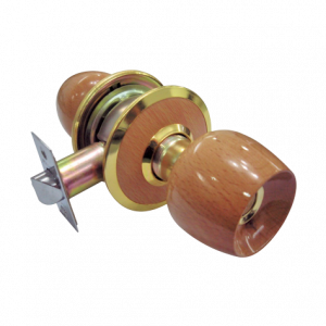 CERRADURA DE POMO – MADERA CLARA / DORADO